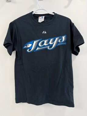 RARE Majestic Black Tee with Toronto Blue Jays Logo - Snider 45 - Small